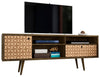 Meuble pour téléviseur Liberty de Manhattan Comfort de 70,86 po de style moderne du milieu du 20e siècle avec 4 espaces tablette et 1 tiroir - brun