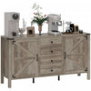HOMCOM dBuffet e style ferme 59\" avec 2 portes de grange, gris