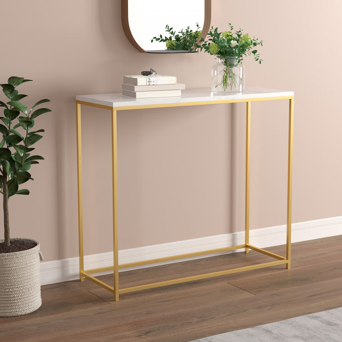 Console moderne de 31 po - marbre avec métal doré