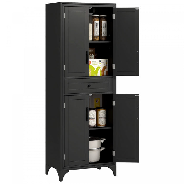 HOMCOM Armoire de rangement de cuisine 67\" avec portes et etageres, noir