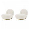 Fauteuil lounge moderne Edina en boucle blanc - Lot de 2