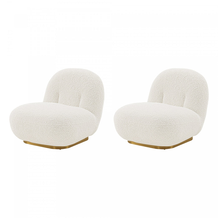 Fauteuil lounge moderne Edina en boucle blanc - Lot de 2
