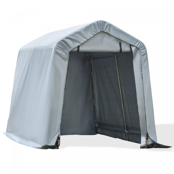 Outsunny 8'x6' Abri de rangement extérieur avec porte enroulable et à fermeture éclair