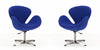 Fauteuil lounge pivotant moderne Raspberry en tissu bleu - Lot de 2
