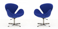 Fauteuil lounge pivotant moderne Raspberry en tissu bleu - Lot de 2