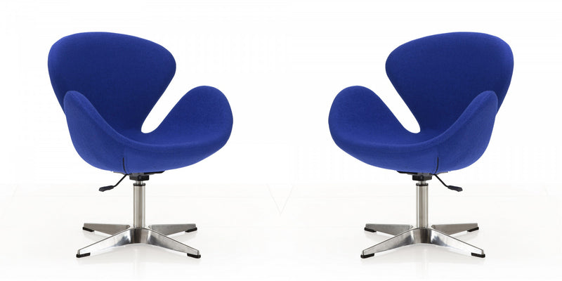Fauteuil lounge pivotant moderne Raspberry en tissu bleu - Lot de 2