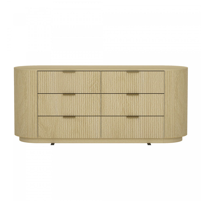 Commode Olivia Manhattan Moderne 71\" en chene naturel (6 tiroirs)