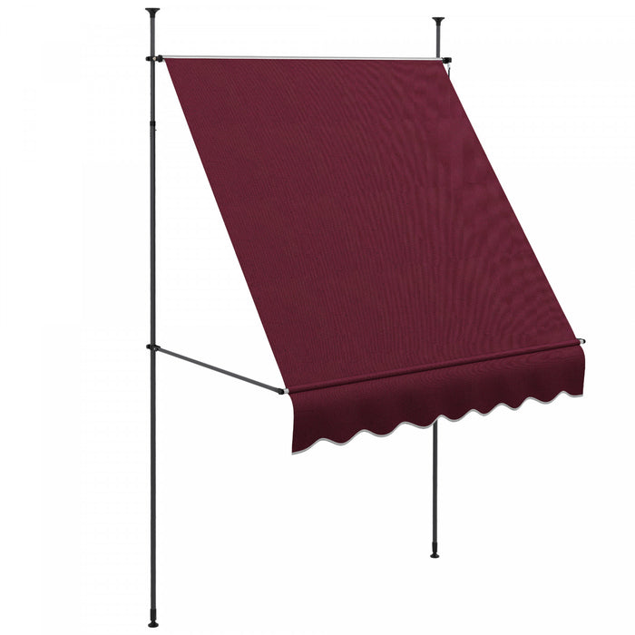 Outsunny Auvent Retractable 6.5' X 4', Autoportant Et Sans Vis, Rouge Vin