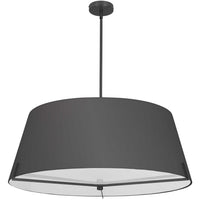 Luminaire suspendu Preston de Dainolite de 33 po de diamètre avec abat-jour en tissu noir, fini noir mat et 4 ampoules