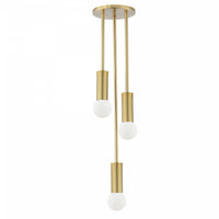 Luminaire suspendu Adams de Dainolite avec fini laiton vieilli et 3 ampoules