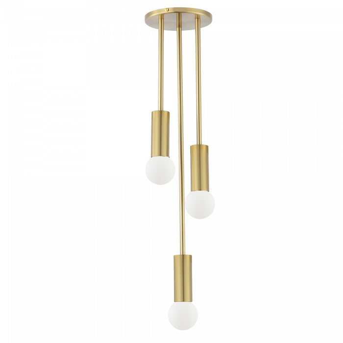 Luminaire suspendu Adams de Dainolite avec fini laiton vieilli et 3 ampoules