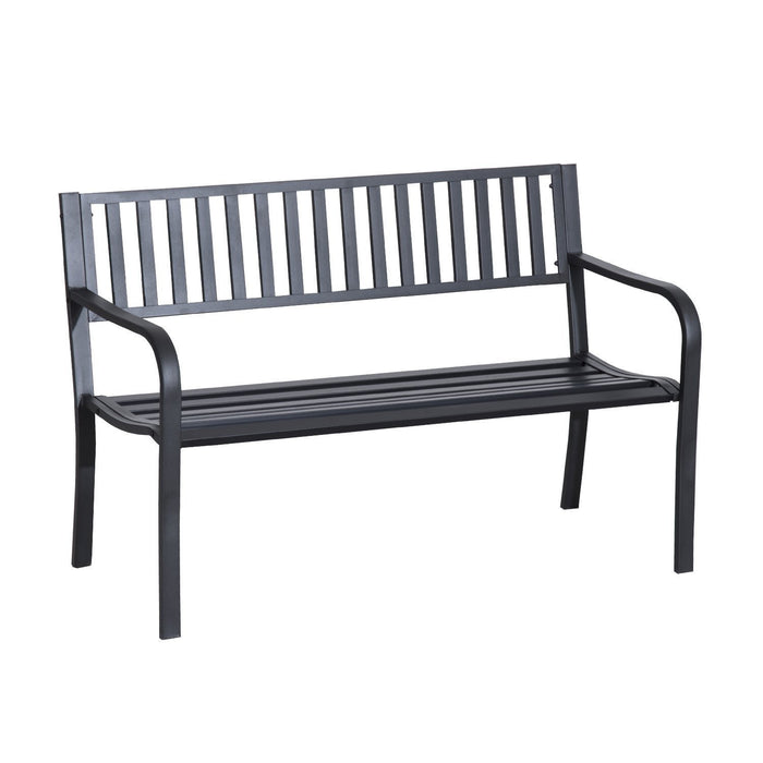 Banc De Jardin En Acier Outsunny 50\" Mobilier D'exterieur, Noir