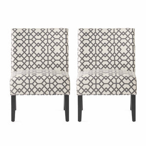 Lot De 2 Fauteuils D’appoint Oliver En Tissu aspect lin Avec Pieds En Bois D’hévéa - Gris Et Ivoire