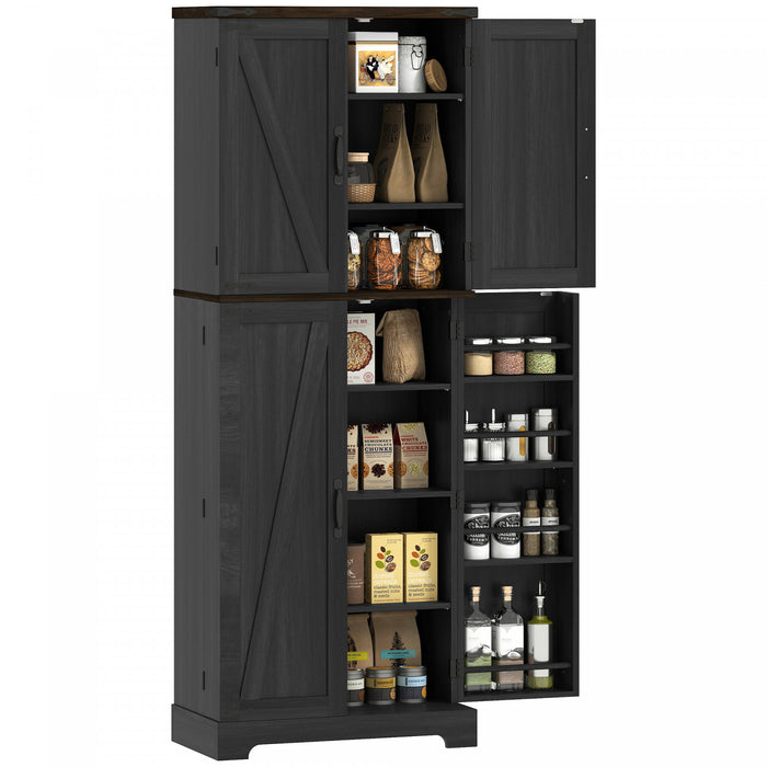 HOMCOM Armoire de cuisine, garde-manger de 64 po avec tablettes reglables