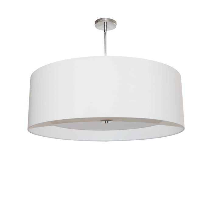 Luminaire suspendu Helena de Dainolite de 22 po de diamètre avec abat-jour blanc qui diffuse la lumière, fini chromé poli et 4 ampoules