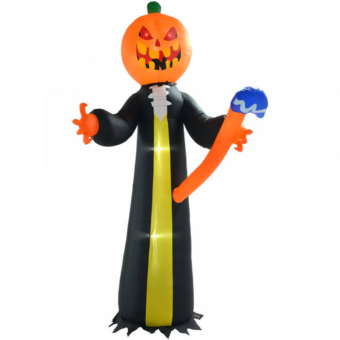 Homcom Gonflable Fantome De Citrouille D'halloween Avec Marteau Led 10 Pi