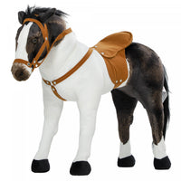 Qaba Cheval Debout, Jouet Poney En Peluche Pour Enfants Avec Hennissement, Rembourrage Doux, Pour Co