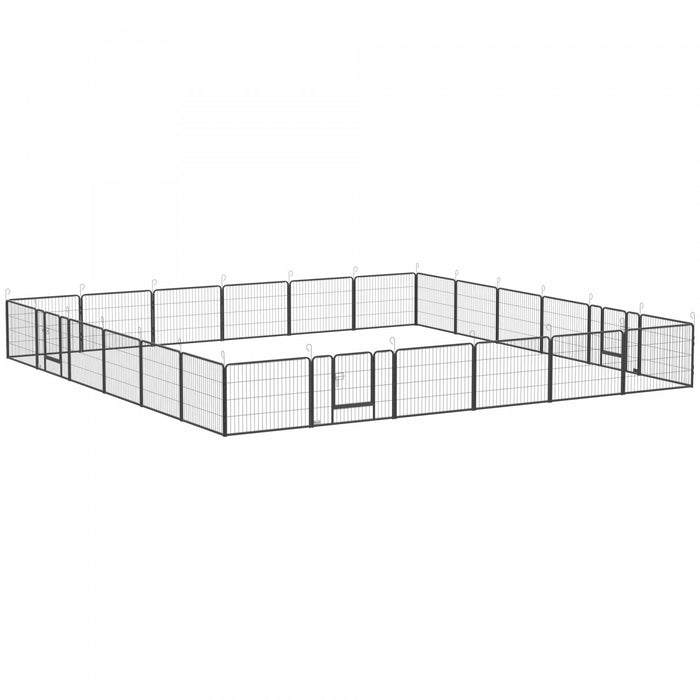 Pawhut Parc Pour Chien Tres Resistant, 24 Panneaux De 24\" De Hauteur, Parc D'exercice Pour Chiot En Metal, Design Bricolage, Interieur Exterieur, Pour Petits Chiens, Gris