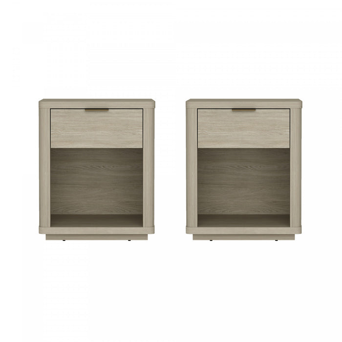 Table de nuit moderne Evelyn 20\" en naturel (1 tiroir) - Lot de 2