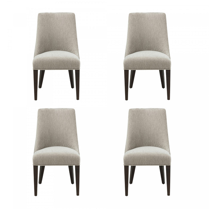 Chaise de salle a manger moderne en bois avec chenille Beever, taupe - Lot de 4