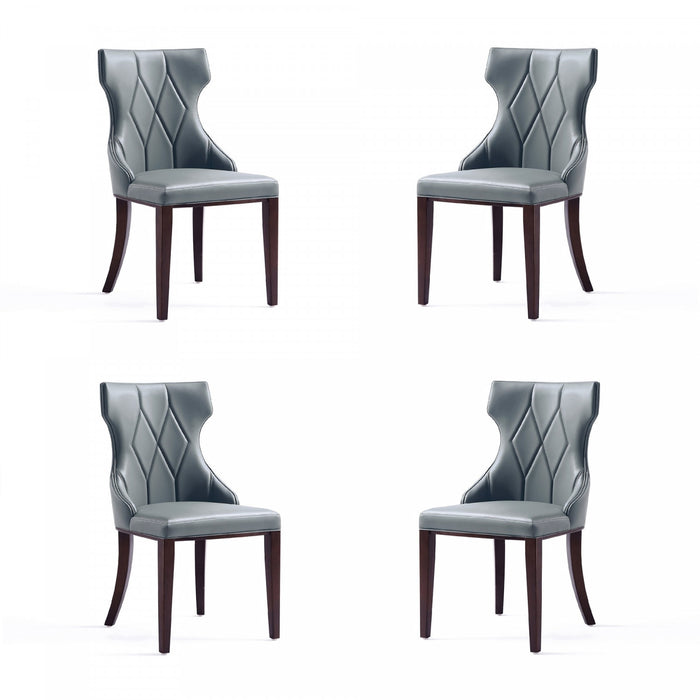 Chaise de salle a manger traditionnelle en bois Reine avec revetement en tissu gris - Lot de 4