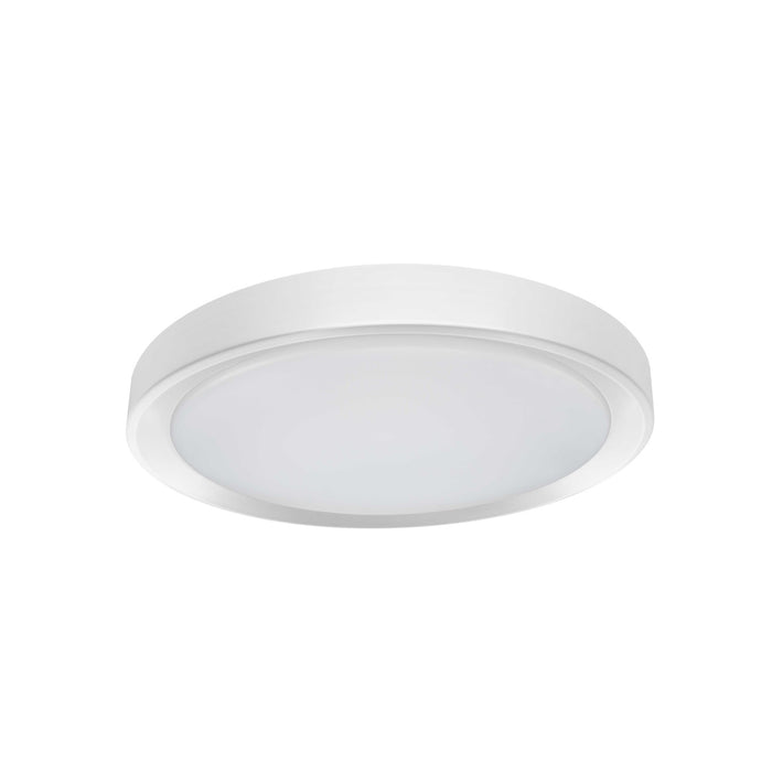 Plafonnier affleuré Flynn de Dainolite qui diffuse la lumière, avec fini blanc mat et blanc, et ampoule de 24 W