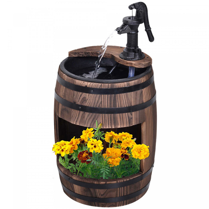 Outsunny Fontaine Exterieure Tonneau En Bois De 23 Po Avec Pompe 3600r/min