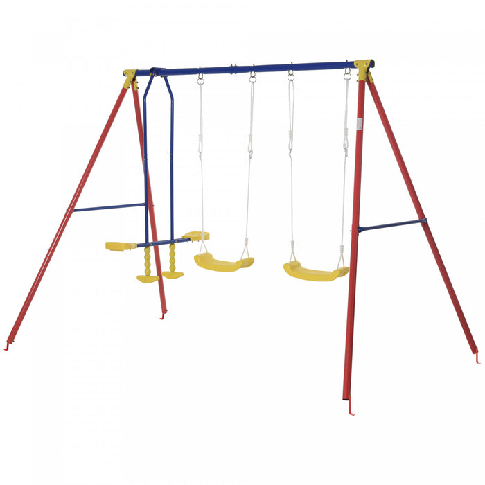 Outsunny Balancoire En Metal Avec 2 Sieges Planeur Cadre Forme De A Stand Reglable Corde A Suspendre Pour Aire De Jeux D'arriere-cour Ensemble De Jeu Exterieur Pour Enfant De 3 A 5 Ans 352 Lb