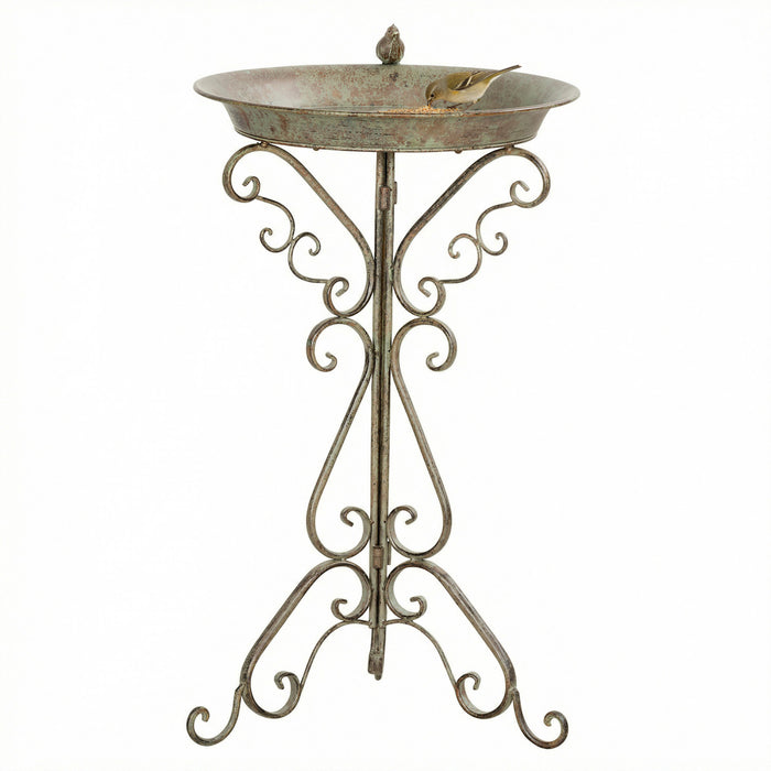 Outsunny Bain d'Oiseaux avec Statue, Bassin Vintage pour Jardin, Vert