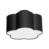 Petit plafonnier affleuré Phlox de Dainolite avec abat-jour noir et blanc, fini noir mat et 3 ampoules
