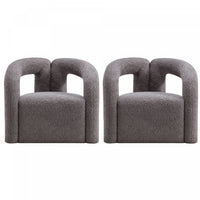  Fauteuil lounge Darian moderne en boucle gris - Lot de 2