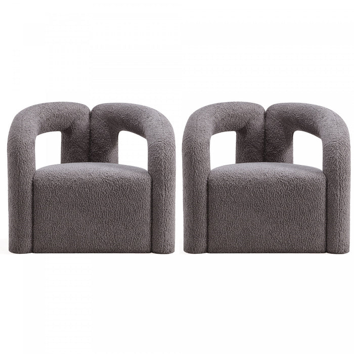 Fauteuil lounge Darian moderne en boucle gris - Lot de 2