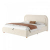 Lit plateforme Sophia avec rangement a levage hydraulique, revetement en boucle, taille queen, beige