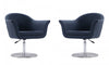 Fauteuil pivotant moderne tisse Voyager en melange de tissus, bleu fume - Lot de 2