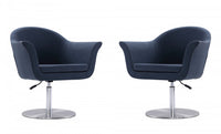 Fauteuil pivotant moderne tisse Voyager en melange de tissus, bleu fume - Lot de 2