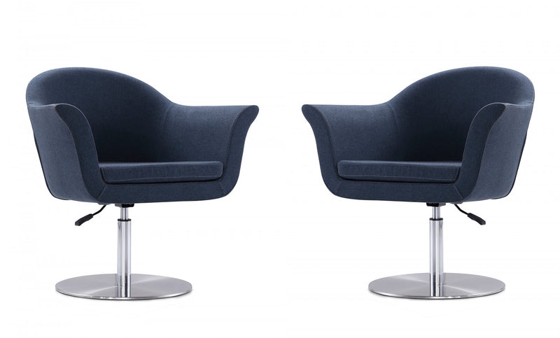 Fauteuil pivotant moderne tisse Voyager en melange de tissus, bleu fume - Lot de 2