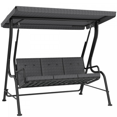 Outsunny Outdoor 3-person Metal Porch Swing Chair with Canopy Black