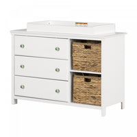  Balka Table à langer avec pourtour amovible, tiroirs et rangement ouvert Blanc solide, de Meubles South Shore