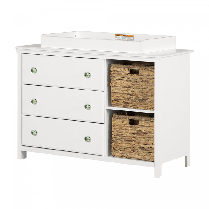 Balka Table à langer avec pourtour amovible, tiroirs et rangement ouvert Blanc solide, de Meubles South Shore