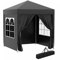 Outsunny 6.6x6.6ft Tente De Fete En Plein Air Pliante Gazebo Canopee Avec Murs Lateraux Noir