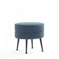 Bailey Pouf d’Appoint Rembourre Style Mid-Century Moderne en Bleu