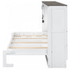 Lit escamotable Olivia en bois massif avec lumiere LED et armoire pliante, taille simple, blanc