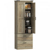 HOMCOM Armoire de Cuisine Haute avec Etageres Reglables, Ivoire Clair