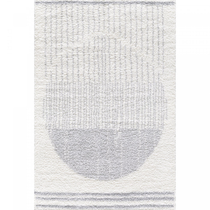 Carpette à poil long Paris crème à motif de cercles - 6 pi 7 po x 9 pi 6 po