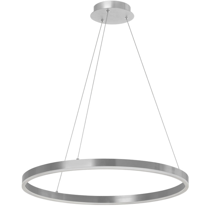 Lustre Circulo de Dainolite en acrylique blanc qui diffuse la lumière, avec fini argenté et ampoule de 34 W