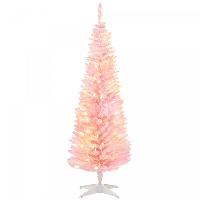 HOMCOM Sapin de Noel artificiel pre-illumine 150 cm avec LED blanc chaud