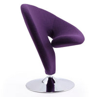 Fauteuil d’appoint pivotant Curl de Manhattan Comfort en chrome poli et en mélange de laine - violet