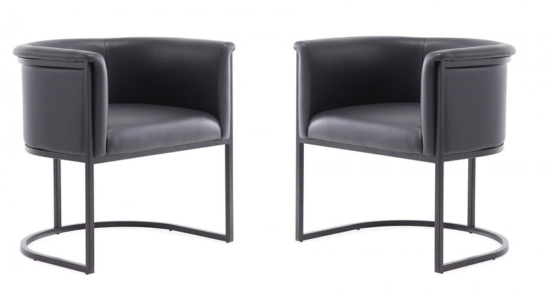 Chaise de salle a manger moderne mi-siecle en cuir vegetalien et metal noir Cosmopolitan - Lot de 2