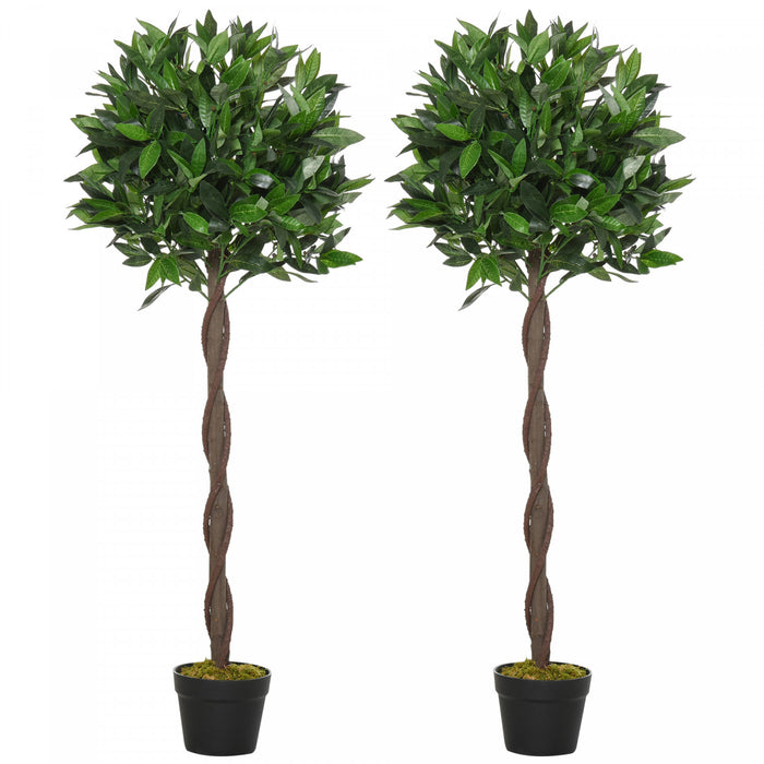 Outsunny Lot de 2 Arbres Artificiels de Laurier 4pi avec Pot