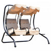 Outsunny Luxury Metal Swing Chair Hamac 2 Places Separees Robuste Avec Auvent Et Coussins, Beige